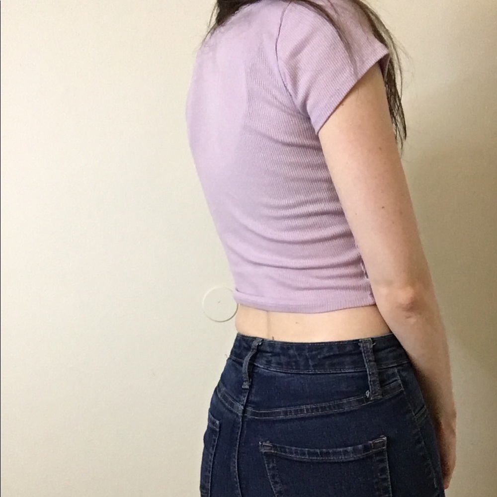 Lilac Ribbed Crop Top - Picture 2 of 2